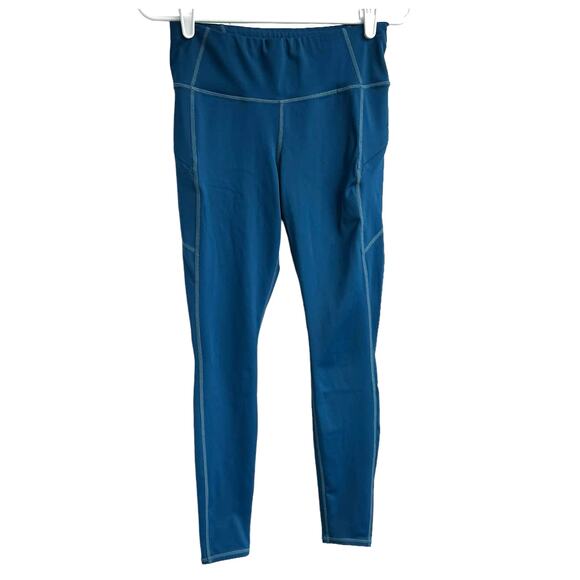 Athleta Pants - Women's Athleta Blue Contender Tight High‎ Rise Zip Pocket Athleisure Leggings S